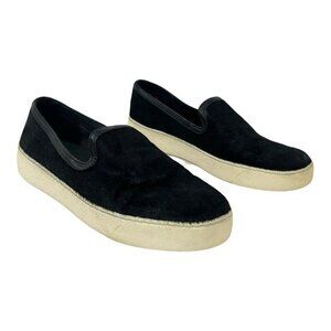 Sam Edelman Womens Size 9 Black Becker Leather Trim Calf Hair Sneaker